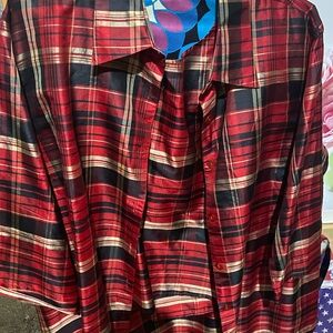 Casual Red and Black Skirt with Button Down Style